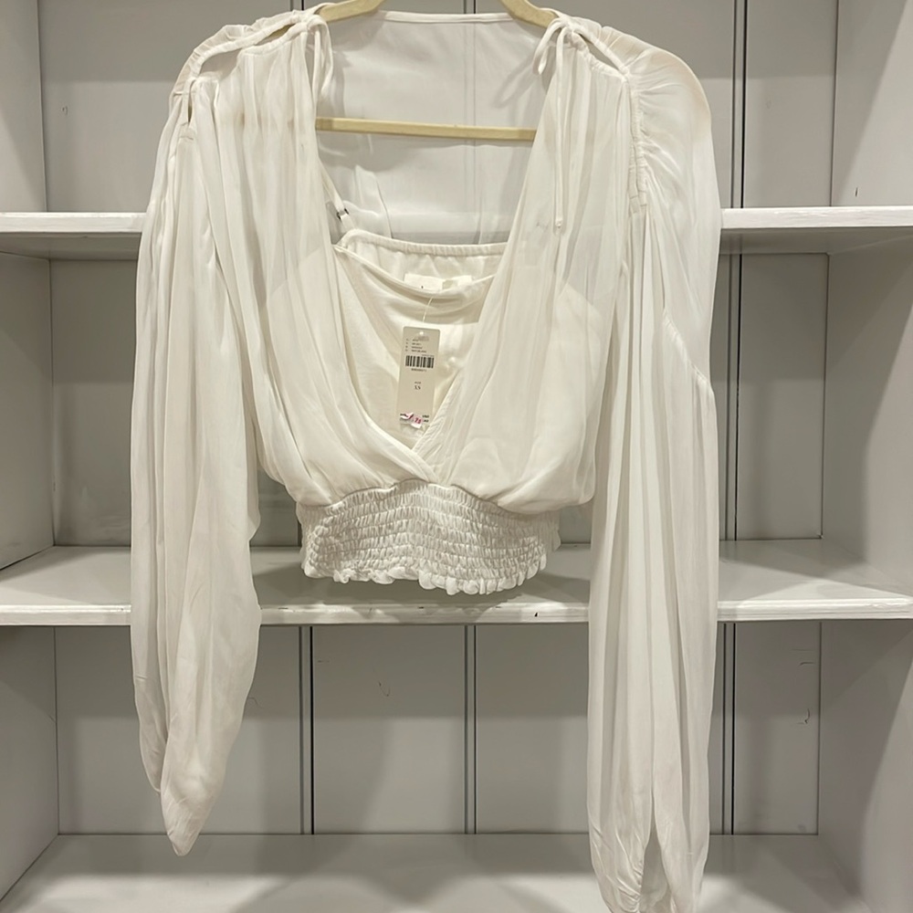 White sheer Anthropologie blouse XS